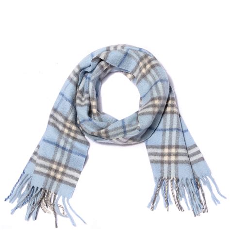 Check Cashmere Scarf in Pale blue 